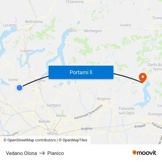 Vedano Olona to Pianico map