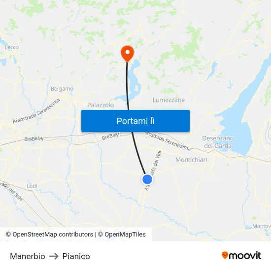 Manerbio to Pianico map