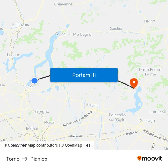 Torno to Pianico map