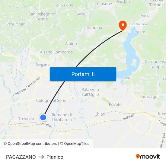 PAGAZZANO to Pianico map