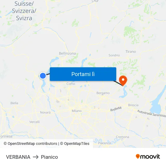 VERBANIA to Pianico map