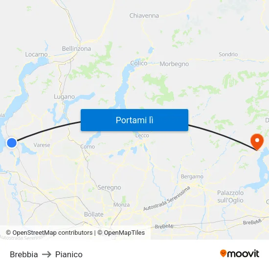 Brebbia to Pianico map