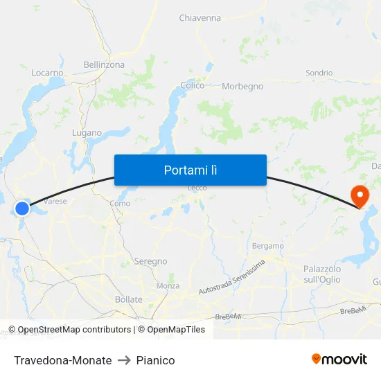 Travedona-Monate to Pianico map