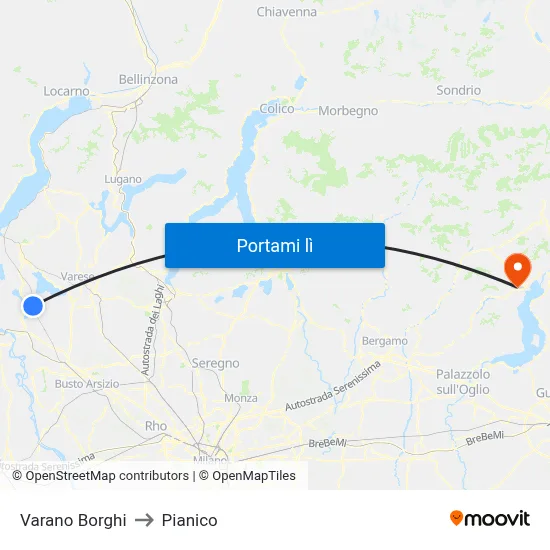 Varano Borghi to Pianico map