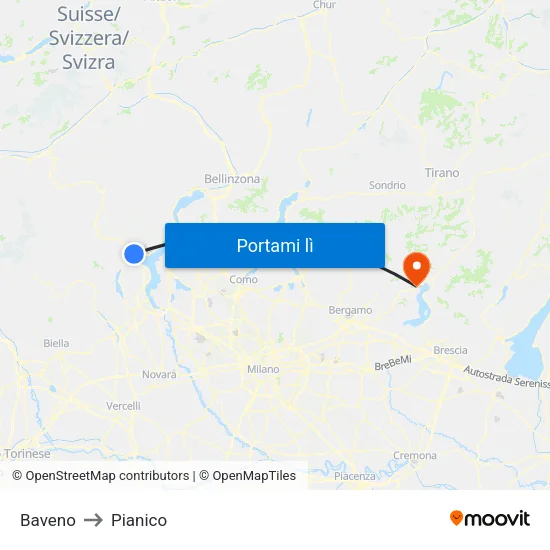 Baveno to Pianico map