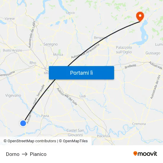 Dorno to Pianico map