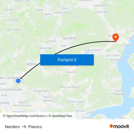 Nembro to Pianico map