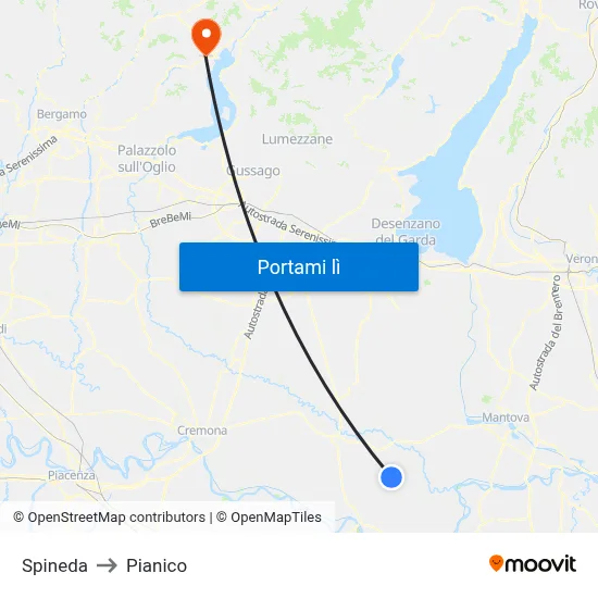 Spineda to Pianico map