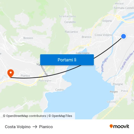 Costa Volpino to Pianico map