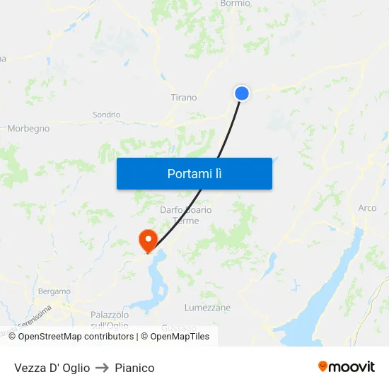 Vezza D' Oglio to Pianico map