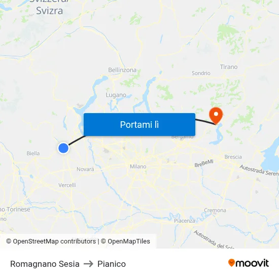 Romagnano Sesia to Pianico map