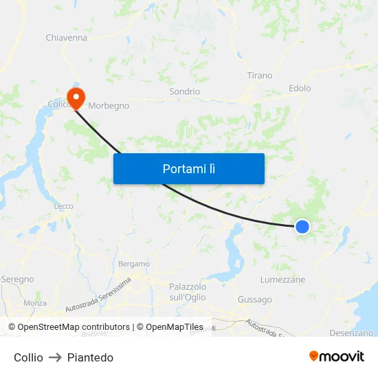 Collio to Piantedo map