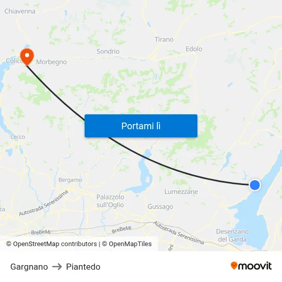 Gargnano to Piantedo map