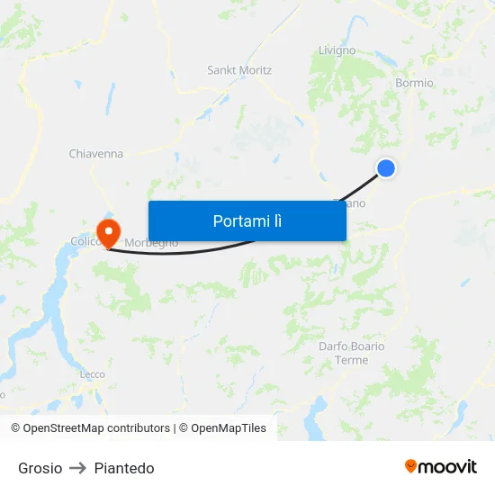 Grosio to Piantedo map