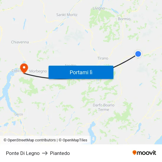 Ponte Di Legno to Piantedo map