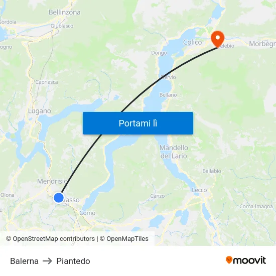 Balerna to Piantedo map