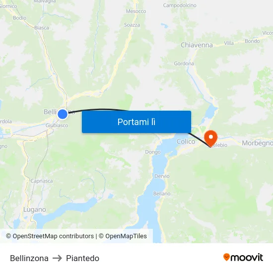 Bellinzona to Piantedo map