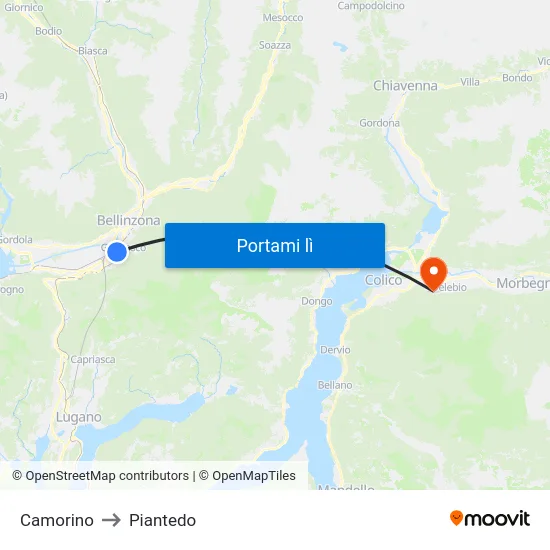Camorino to Piantedo map