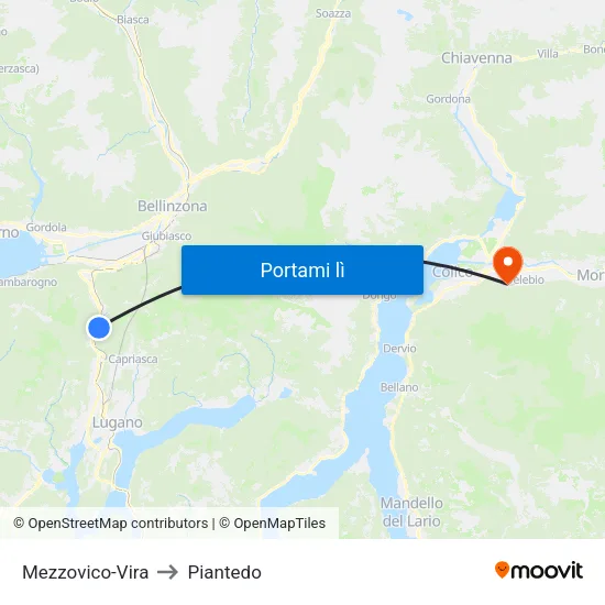 Mezzovico-Vira to Piantedo map