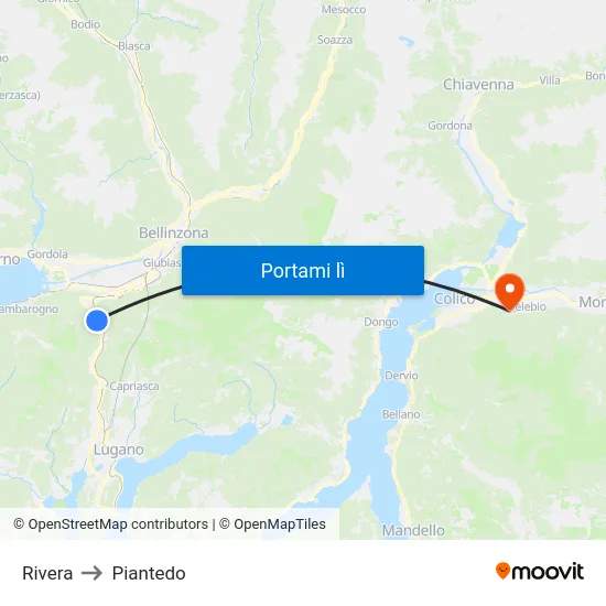 Rivera to Piantedo map