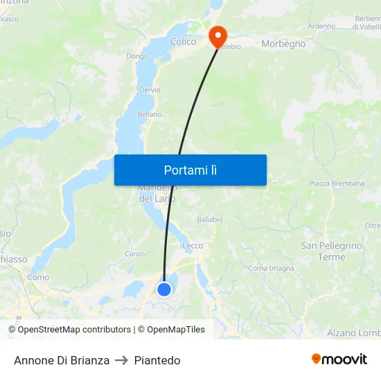 Annone Di Brianza to Piantedo map