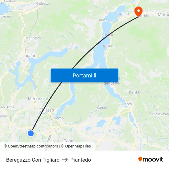 Beregazzo Con Figliaro to Piantedo map