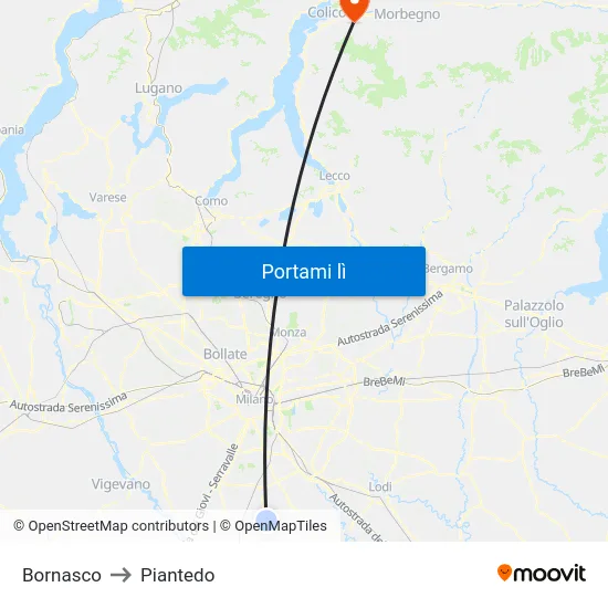 Bornasco to Piantedo map