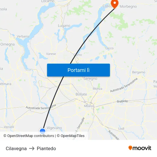 Cilavegna to Piantedo map
