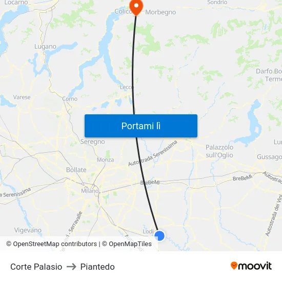 Corte Palasio to Piantedo map