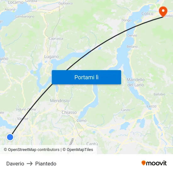 Daverio to Piantedo map