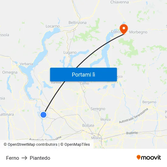 Ferno to Piantedo map