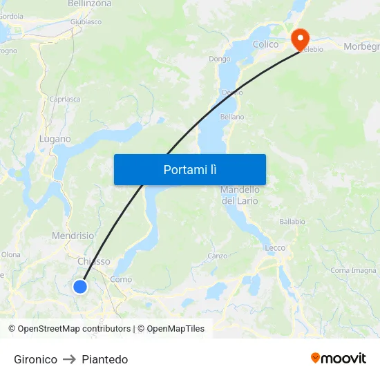 Gironico to Piantedo map