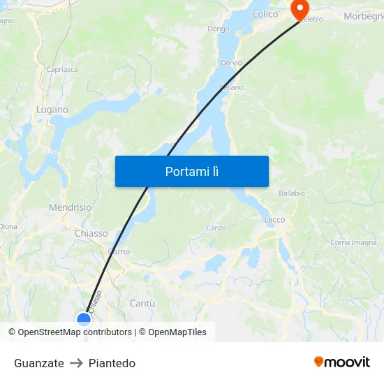 Guanzate to Piantedo map