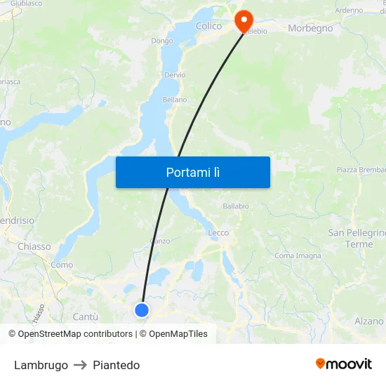 Lambrugo to Piantedo map