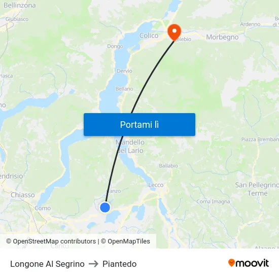Longone Al Segrino to Piantedo map