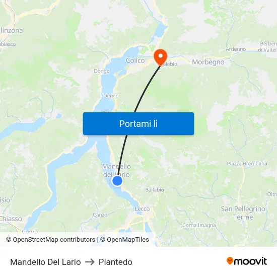 Mandello Del Lario to Piantedo map
