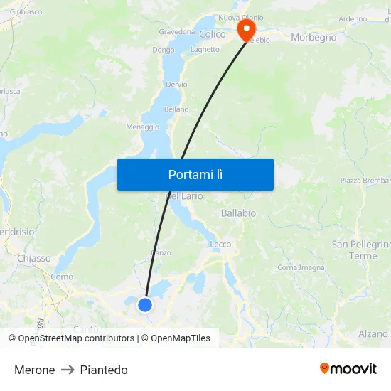 Merone to Piantedo map