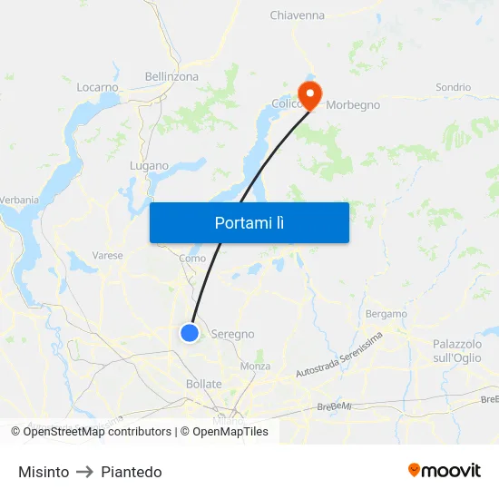 Misinto to Piantedo map