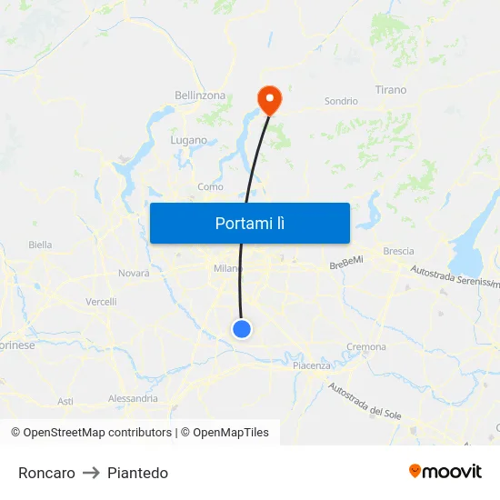Roncaro to Piantedo map