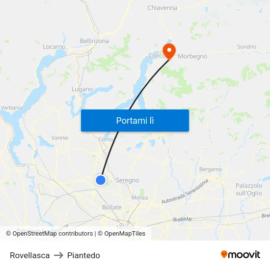 Rovellasca to Piantedo map