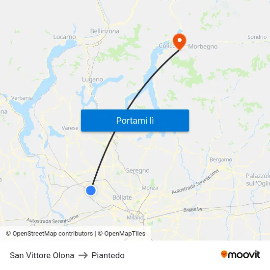 San Vittore Olona to Piantedo map