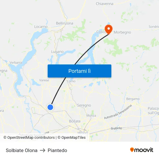 Solbiate Olona to Piantedo map