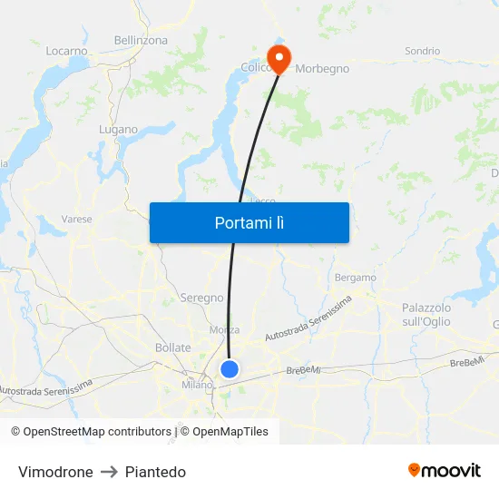 Vimodrone to Piantedo map