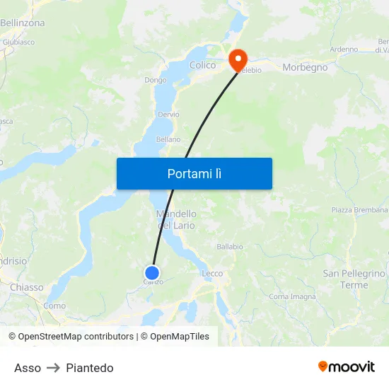 Asso to Piantedo map