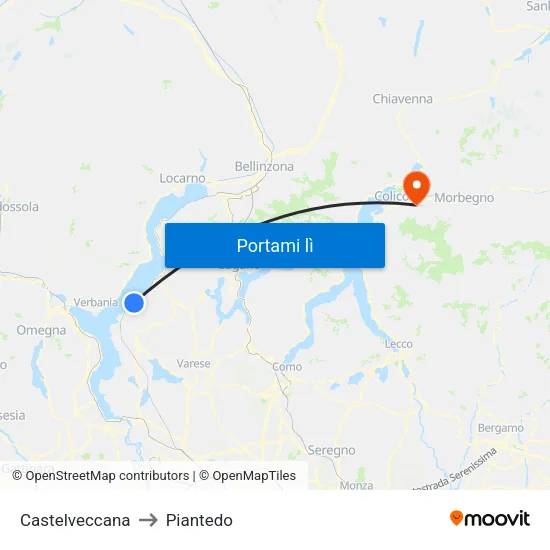 Castelveccana to Piantedo map