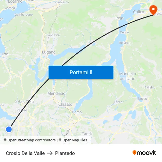 Crosio Della Valle to Piantedo map