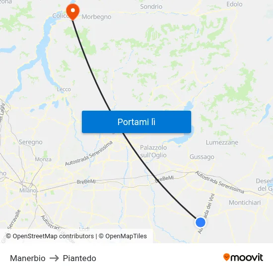 Manerbio to Piantedo map
