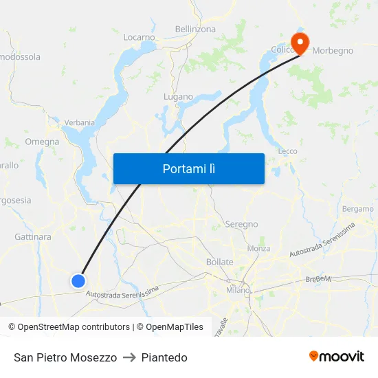 San Pietro Mosezzo to Piantedo map