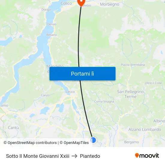 Sotto Il Monte Giovanni Xxiii to Piantedo map