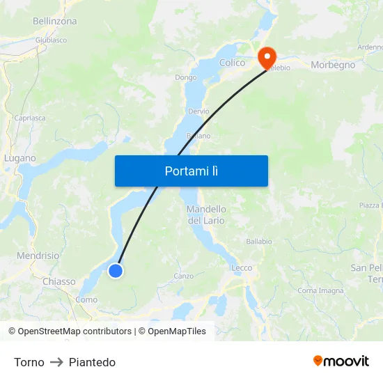 Torno to Piantedo map